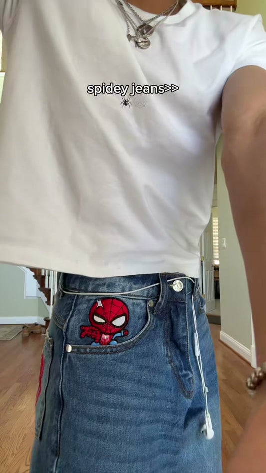 Spidey Jeans - jeans denim con parche bordado de Spider-Man